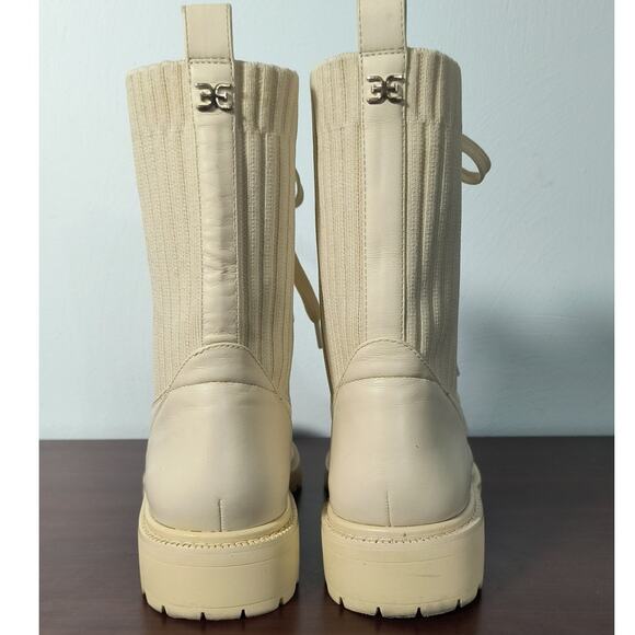 Sam Edelman Lydell  Combat Boots Women's Size 8.5M Ivory Lug Sole Lace up Modern - Picture 8 of 15